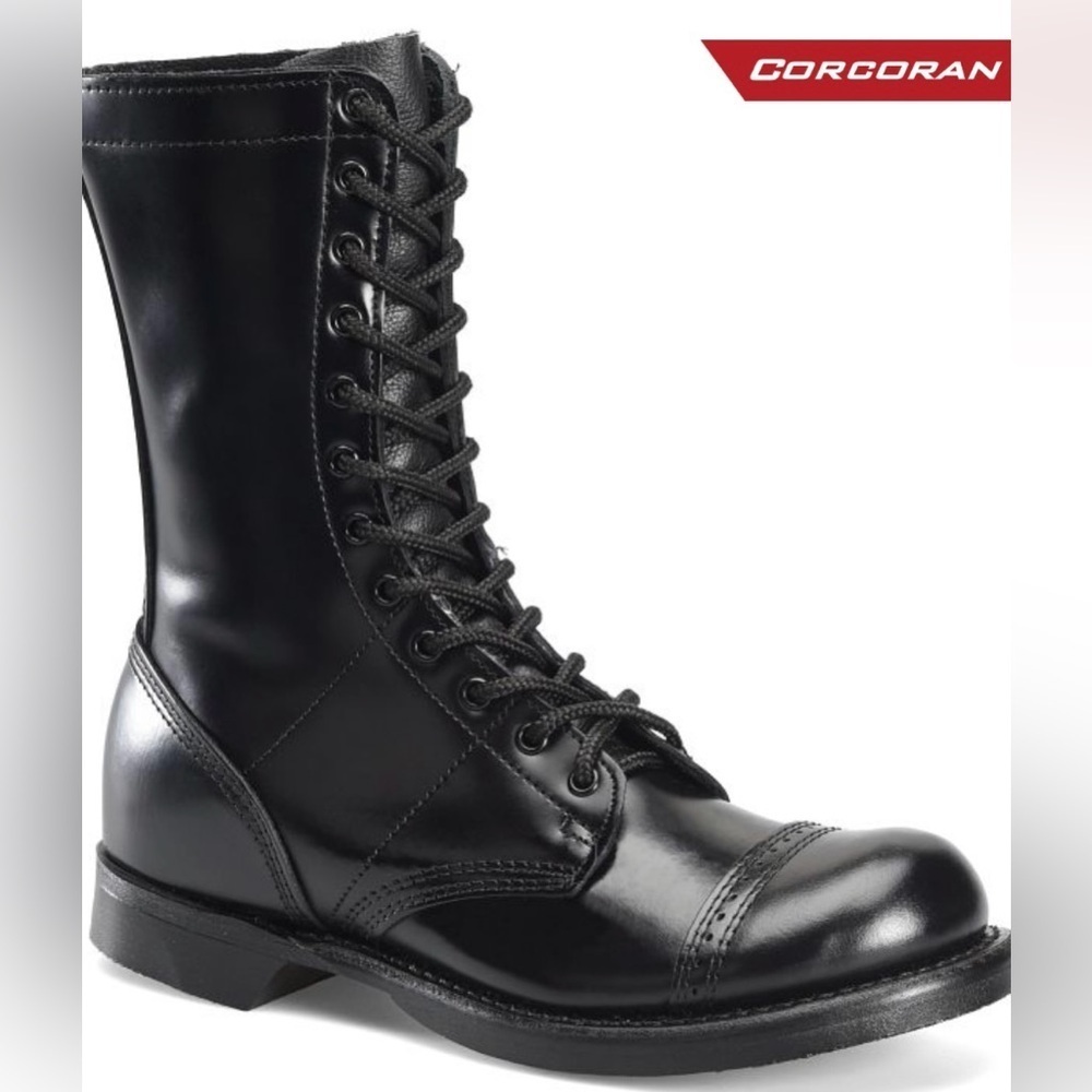 VTG CORCORAN JUMP BOOTS MENS 7.5 DBlack Leather Cap Toe Paratrooper Military - Picture 9 of 10